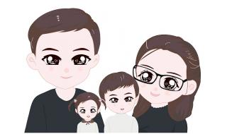 一家四口卡通图片